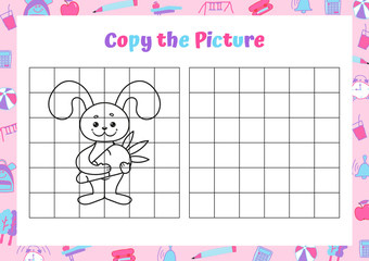 Copy the picture. Drawing activity for kids. Educational game for preschool children. Vector Illustration. 