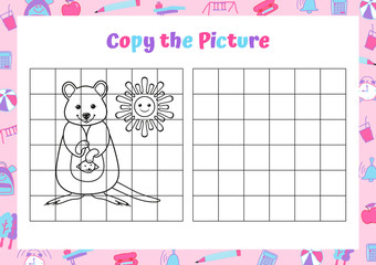 Copy the picture. Drawing activity for kids. Educational game for preschool children. Vector Illustration. 