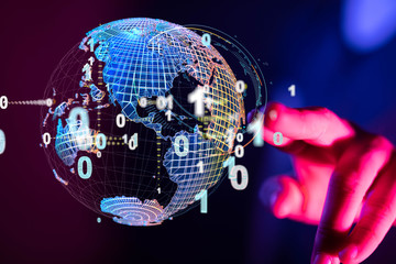 Global network connection. World map point and line composition concept