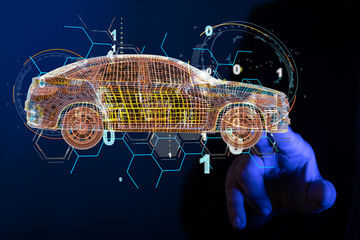 digital car technology smart in virtuel room