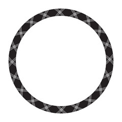 Circle borders and frames vector. Round border pattern geometric vintage frame design. Scottish tartan plaid fabric texture. Template for gift card, collage, scrapbook or photo album and portrait..