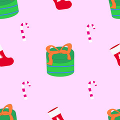 Seamless pattern. New Year. Vector graphics. Flat icon. Background. Your design.