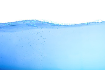 Water,soda,sparkling,aqua with bubbles of air isolated on white background. 