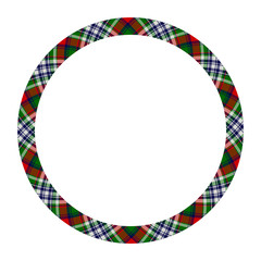 Circle borders and frames vector. Round border pattern geometric vintage frame design. Scottish tartan plaid fabric texture. Template for gift card, collage, scrapbook or photo album and portrait..