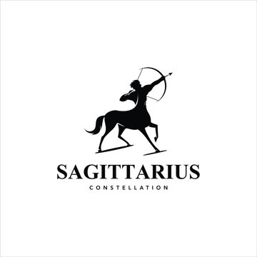 Sagittarius logo Archer Vector black simple bold heraldic icon design idea