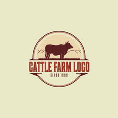 Cattle farm badge logo design