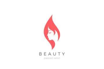 Woman Girl silhouette abstract Logo design for Beauty Fashion salon vector template.