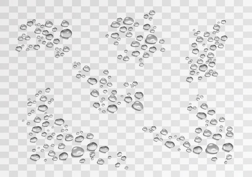 set of transparent, realistic water drops in black and white. 3d, monochrome water droplets isolated on a light background. advertising elements, design for your ideas
