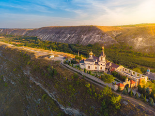 Old Orhei Monastery in Moldova Republic. Aerial view