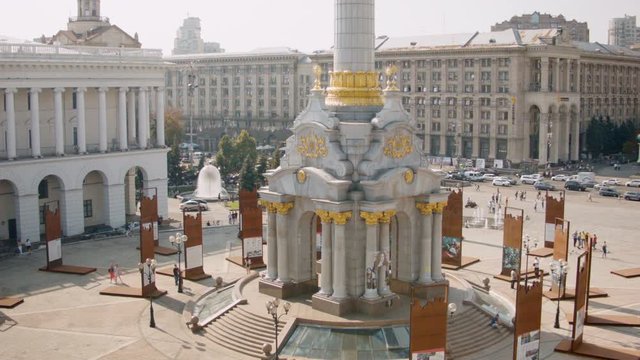 Time lapse view of Majdan Nezalezhnosti on a sunny autumn day. The central street of Kiev, the capital of Ukraine. Recorded in Raw on Blackmagic camera.