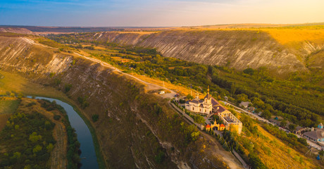 Old Orhei Monastery in Moldova Republic. Aerial view