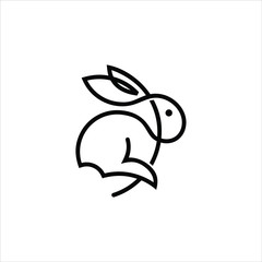 rabbit logo simple modern mono line jump icon design vector idea
