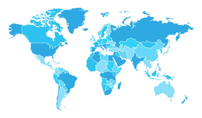 Detailed Blue World Map Separated Country Vector Design