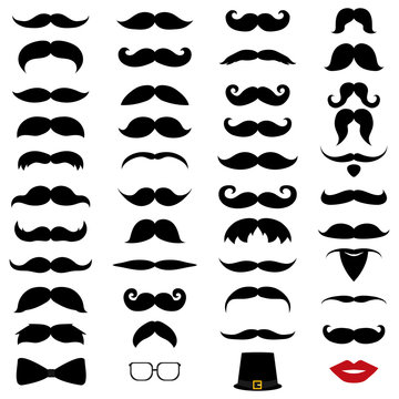 Collection of different mustache and beard of men