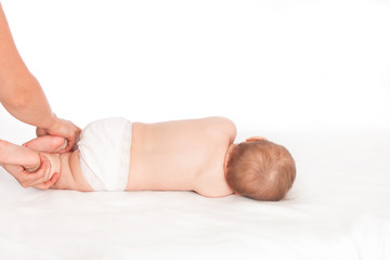Obraz premium Young woman doing gymnastics happy baby