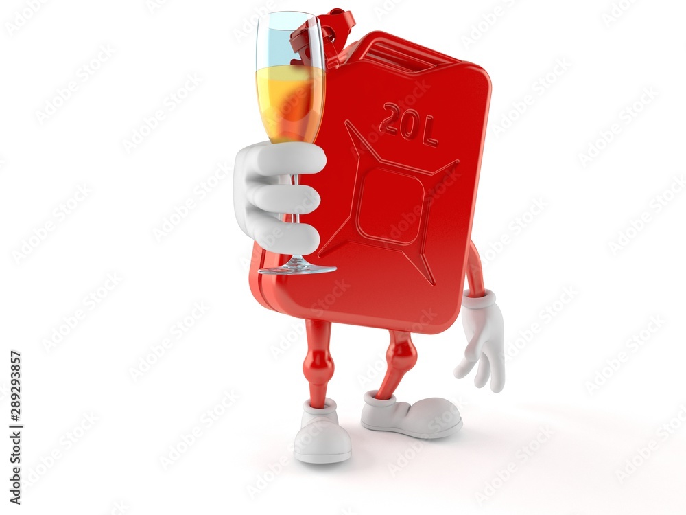 Sticker petrol canister character toasting