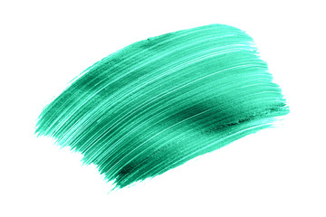 Beautiful textured green stroke isolated on white background.