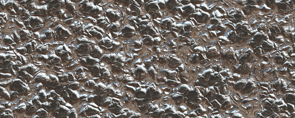 Abstract digital wallpaper, shiny metallic ground pebble texture