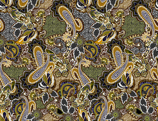 Obraz premium Fashion print for clothes. Seamless ethnic paisley pattern.