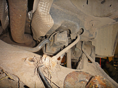 Van suspension under repair