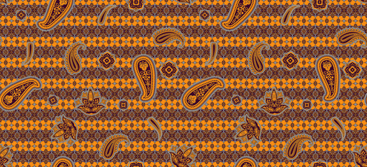 Fashion print for clothes. Seamless ethnic paisley pattern.