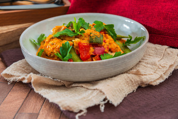 Tikka massala chicken basmati rice and crunchy vegetables