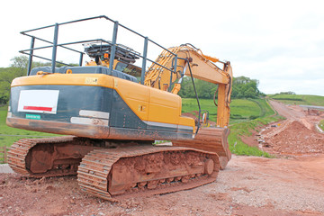 Digger on a road construction site