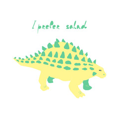 Cute dinosaur color hand drawn vector character