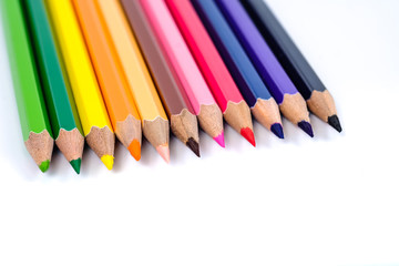 Multicolor pencil on background ,art tool concept and copy space.