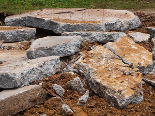 Pile of broken cement.