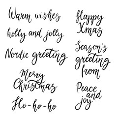 Christmas calligraphy phrases. Hand drawn design elements