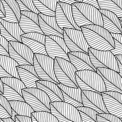 Seamless doodle  leaves pattern for coloring book.