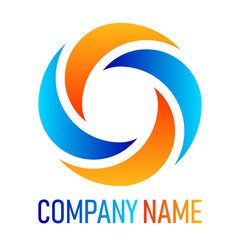 Abstract business logo icon design with letter O. Company logo with trendy blue and orange gradient colors.