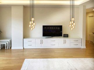modern living room interior design and television unit