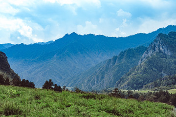 Beautiful mountainscape scenery blue sky