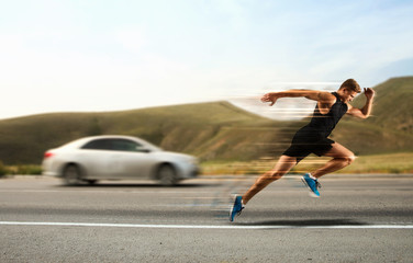 Fototapeta na wymiar Sporty man running