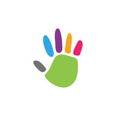 Colorful palm hand graphic design template vector