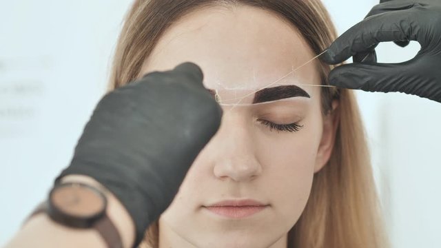 Create permanent eyebrow makeup. Create permanent eyebrow makeup. Thread peeling.