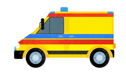 cartoon scene with ambulance truck car on white background - illustration for children © agaes8080