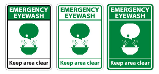 Emergency Eyewash Keep Area Clear Symbol Sign Isolate On White Background,Vector Illustration EPS.10