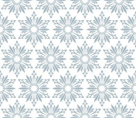 Abstract geometric pattern with lines, snowflakes. A seamless vector background. White and blue texture. Graphic modern pattern