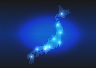 Vector Background of Japan Dotted Map inTechnology Digital Style