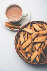 Namakpare or Salty Shakarpara/shakarpare or namkeen Shankarpali, popular diwali food or tea-time snack from Gujarat, India