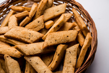 Namakpare or Salty Shakarpara/shakarpare or namkeen Shankarpali, popular diwali food or tea-time snack from Gujarat, India