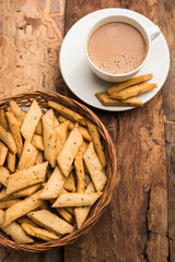 Namakpare or Salty Shakarpara/shakarpare or namkeen Shankarpali, popular diwali food or tea-time snack from Gujarat, India