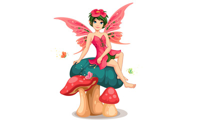 Beautiful flower fairy vector illustration 4