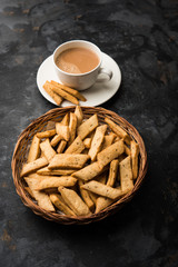 Namakpare or Salty Shakarpara/shakarpare or namkeen Shankarpali, popular diwali food or tea-time snack from Gujarat, India