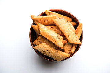 Namakpare or Salty Shakarpara/shakarpare or namkeen Shankarpali, popular diwali food or tea-time snack from Gujarat, India