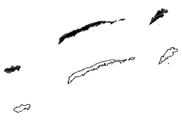 Bay Islands Department (Republic of Honduras, Departments of Honduras) map vector illustration, scribble sketch Roatan, Guanaja and Utila (Islas de la Bahia) map..