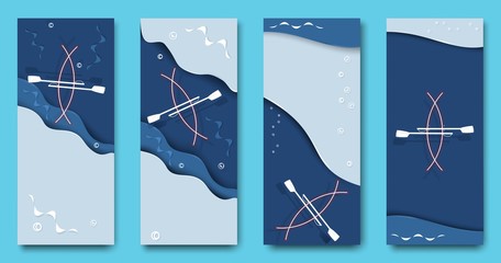 Banners with silhouettes of boats vector image © Koriolis